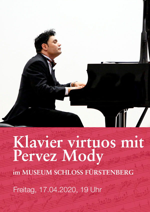 Plakat zur Bewerbung des Klavierkonzertes von Pervez Mody im Museum